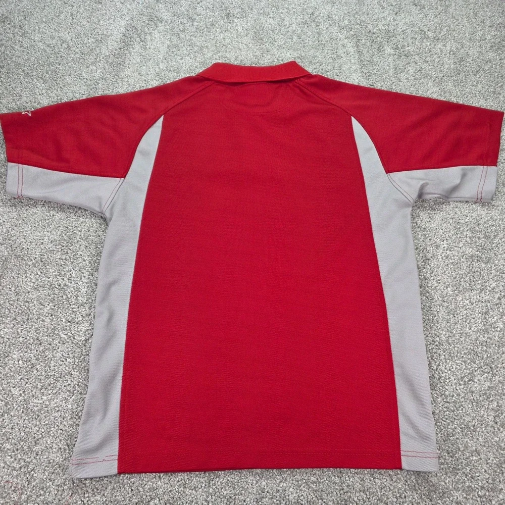 Vtg Starter Ohio State Buckeyes Polo Shirt Mens Medium Red Grey Colorblock NCAA